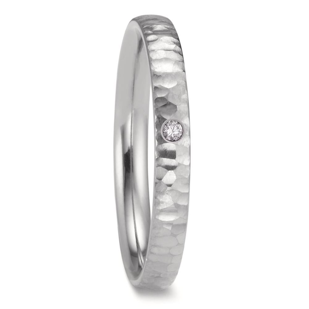 Partnerring aus Zirkonium mit Diamant 0.02 ct und strukturierter Oberfläche