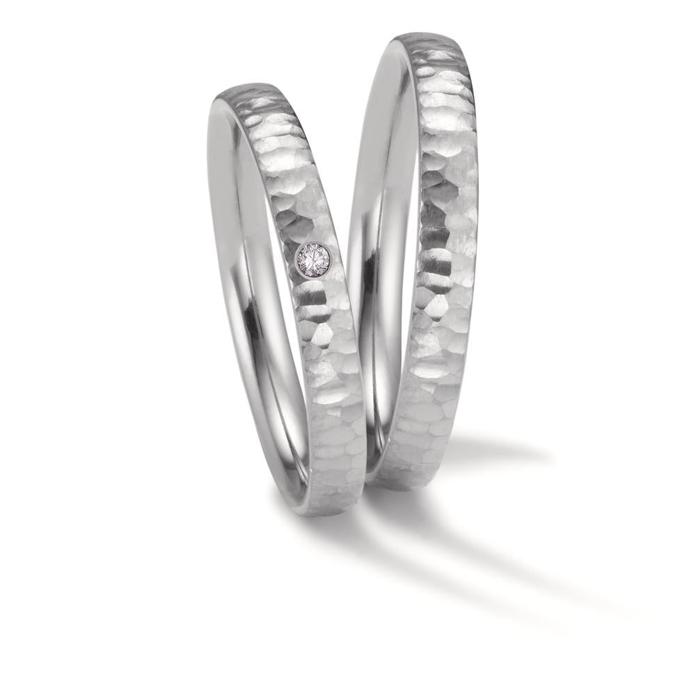 Partnerring aus Zirkonium mit Diamant 0.02 ct und strukturierter Oberfläche