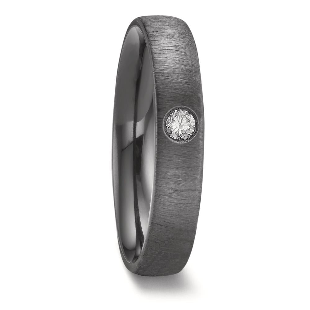 Partnerring aus Zirkonium mit Diamant 0.05 ct und quer mattierter Oberfläche