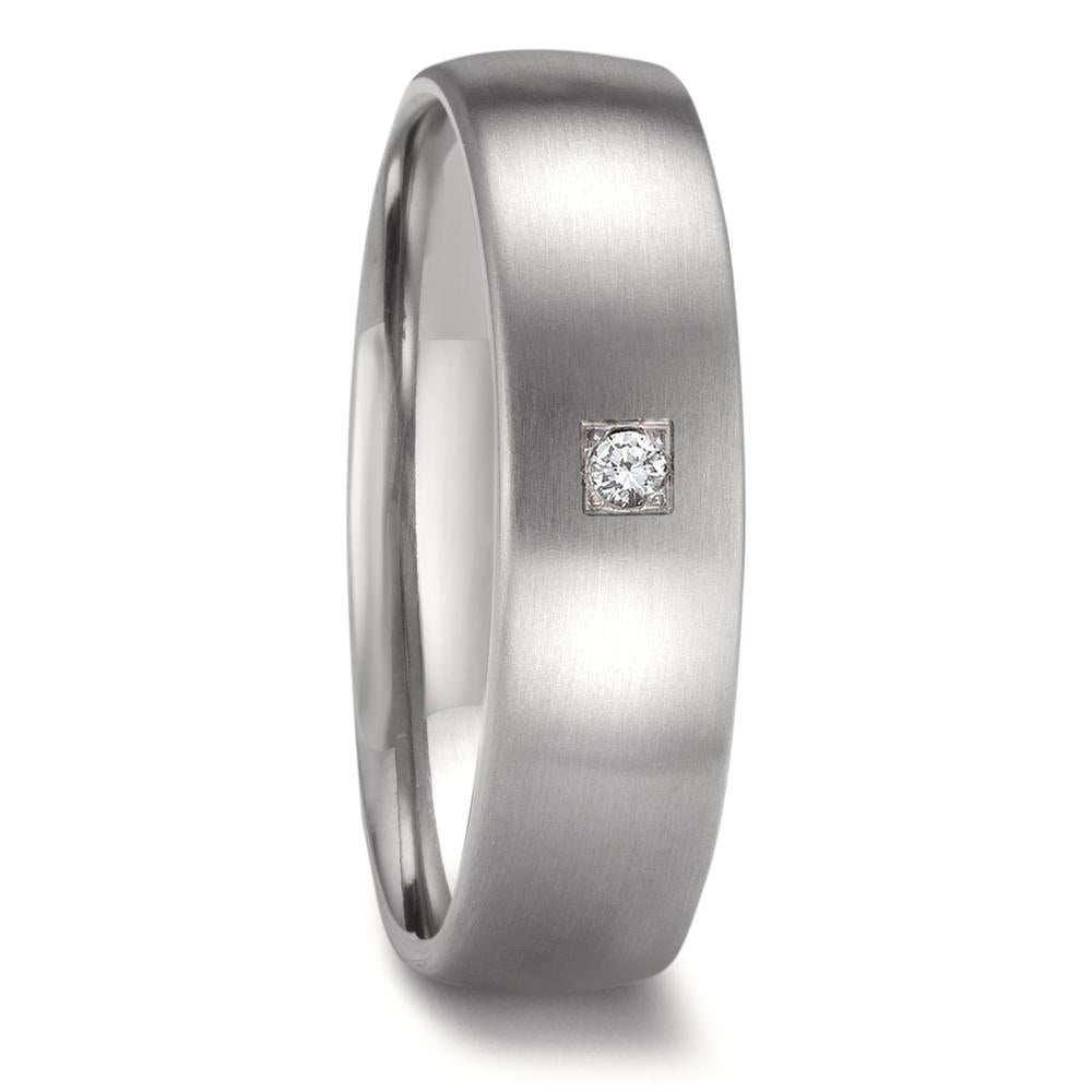 Partnerring aus Zirkonium mit Diamant 0.05 ct und mattierter Oberfläche