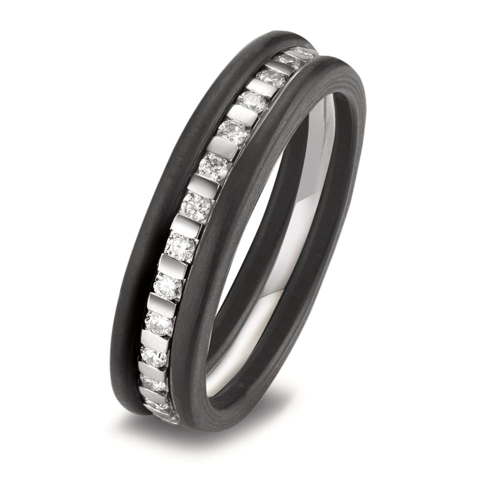 Ringset 950 Platin, Carbon Diamant