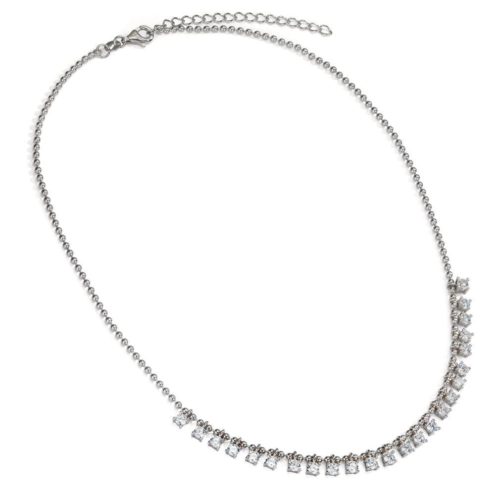 Collier Silber Zirkonia 24 Steine rhodiniert verstellbar