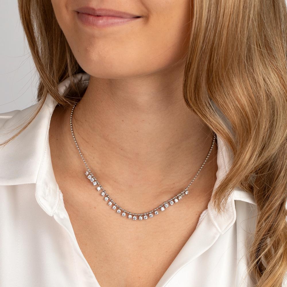 Collier Silber Zirkonia 24 Steine rhodiniert verstellbar