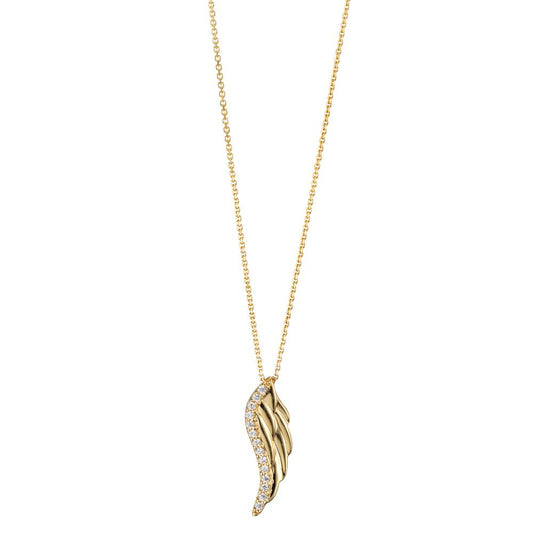 Collier 585/14 K Gelbgold Zirkonia 14 Steine Flügel 42 cm