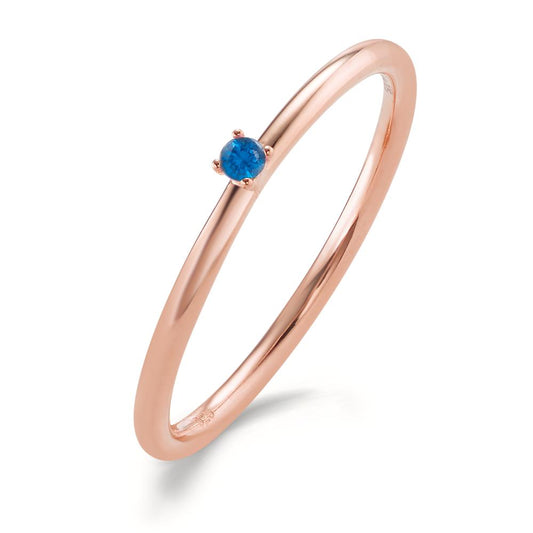 Beisteckring Silber Zirkonia blau, 2 mm rosé vergoldet