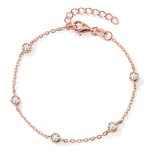 Armband Silber Zirkonia 5 Steine rosé vergoldet verstellbar