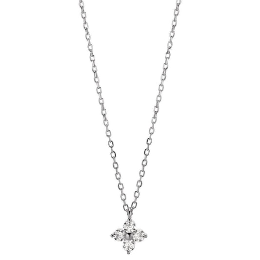 Collier Silber Zirkonia 4 Steine rhodiniert Blume verstellbar