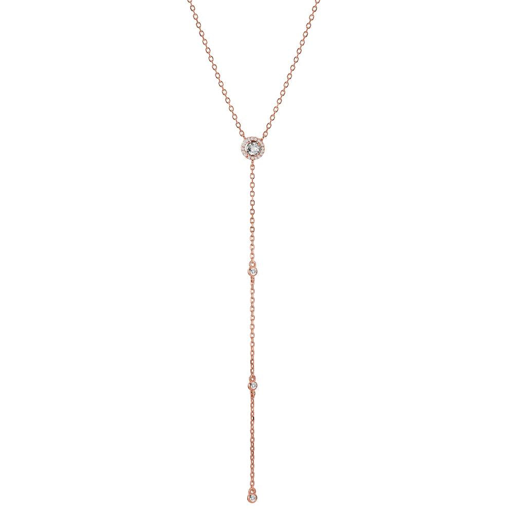 Y-Collier Silber Zirkonia rosé vergoldet verstellbar