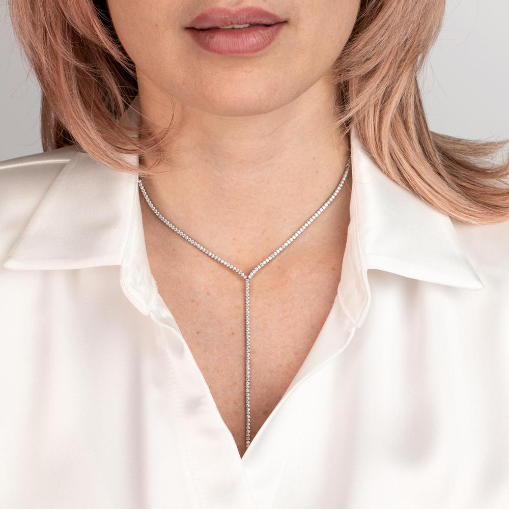 Y-Collier Silber Zirkonia rhodiniert verstellbar