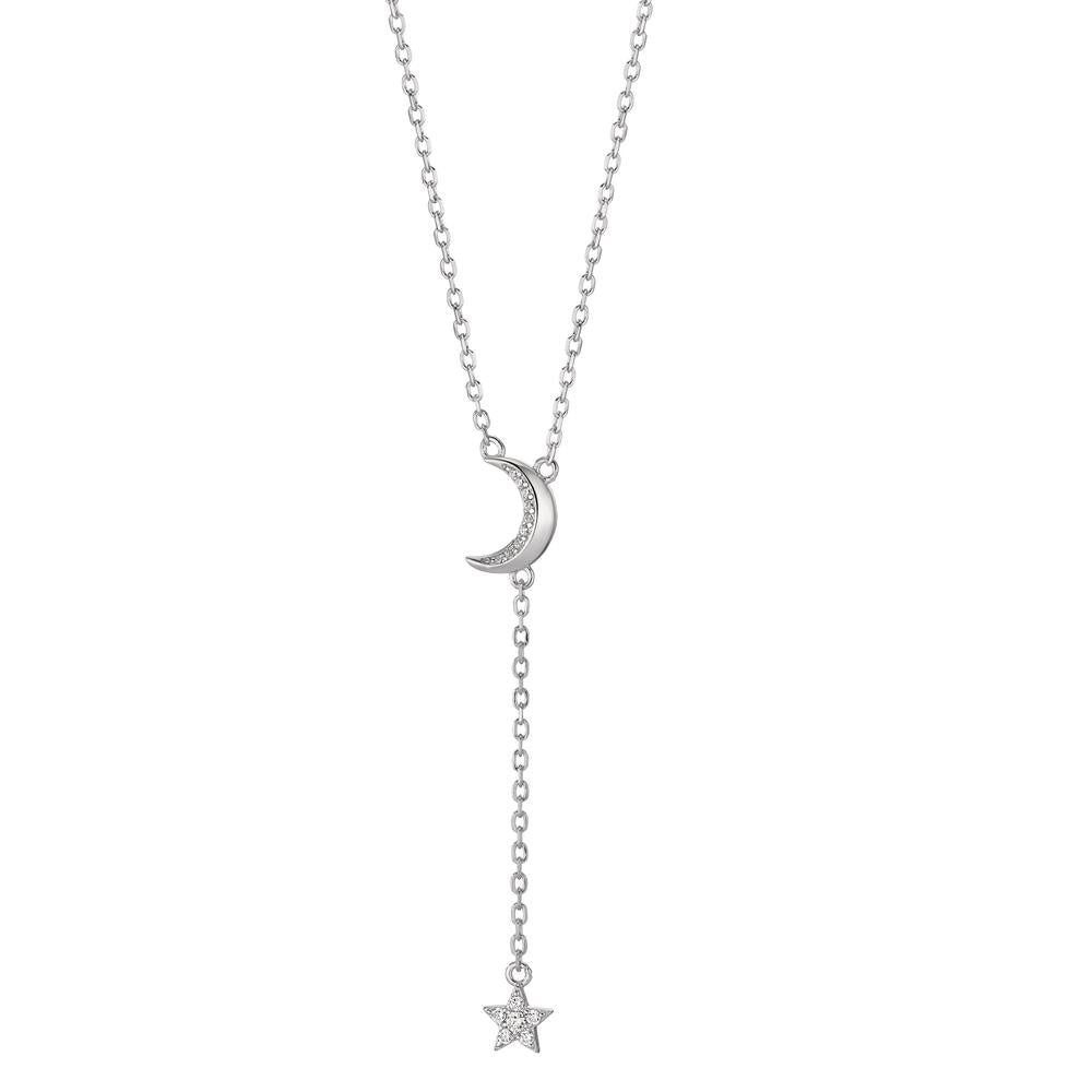 Y-Collier Silber Zirkonia rhodiniert Mond mit Stern verstellbar