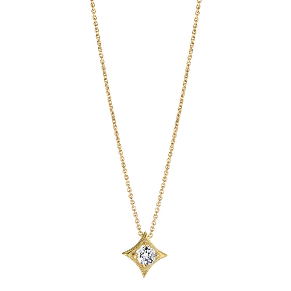 Halskette mit Anhänger 750/18 K Gelbgold Diamant 0.10 ct, w-si 40-42 cm verstellbar