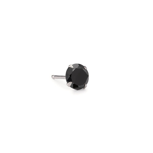 Ohrstecker 1 Stk Silber Zirkonia schwarz Ø7 mm