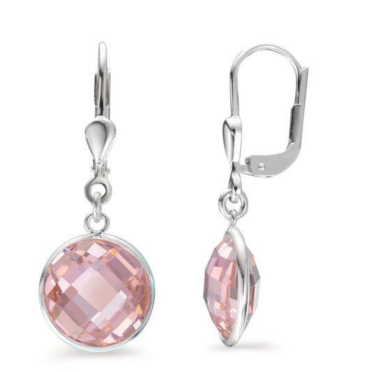 Ohrhänger Silber Zirkonia pink Ø10 mm