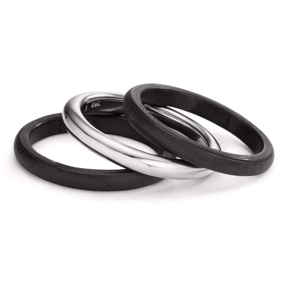 Ringset 750/18 K Weissgold, Carbon