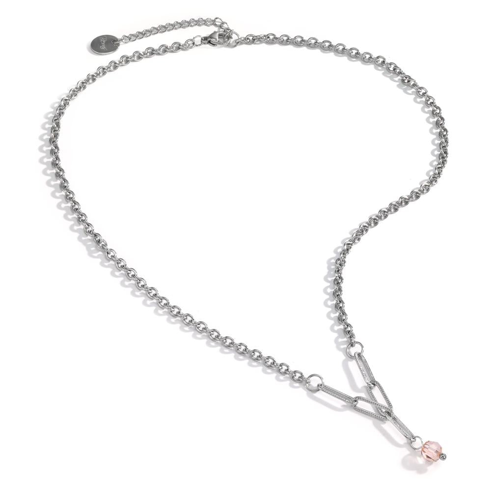 Collier Edelstahl Zirkonia rosa verstellbar