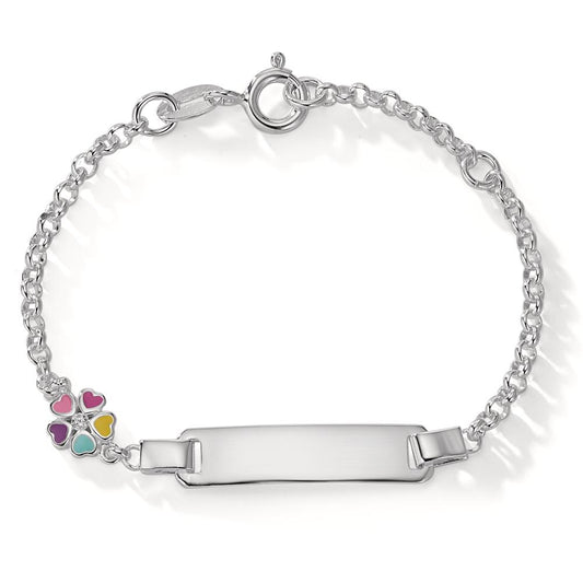 Gravurarmband Silber Zirkonia lackiert Blume verstellbar