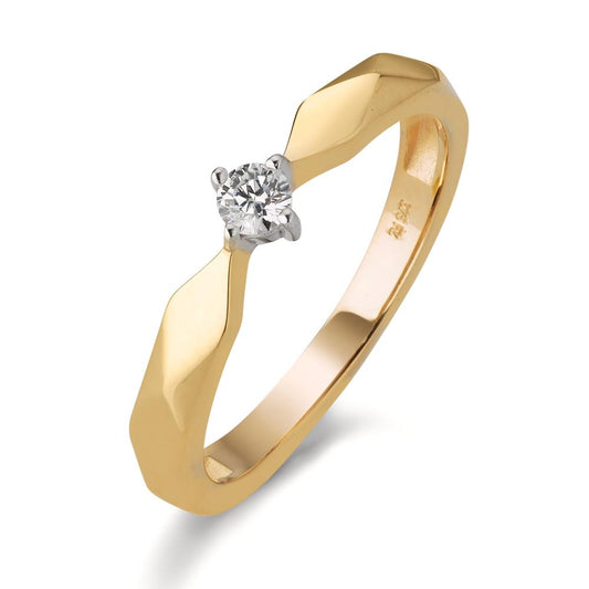 Solitär Ring 375/9 K Gelbgold Zirkonia bicolor