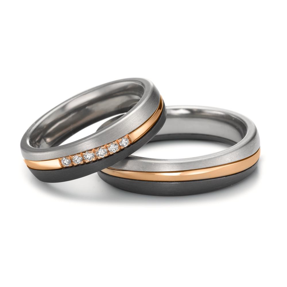 Partnerring Zirkonium, 585/14 K Rosegold, Titan