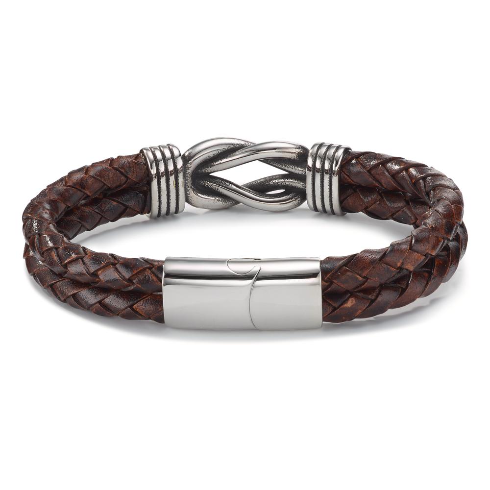 Armband Edelstahl, Leder patiniert