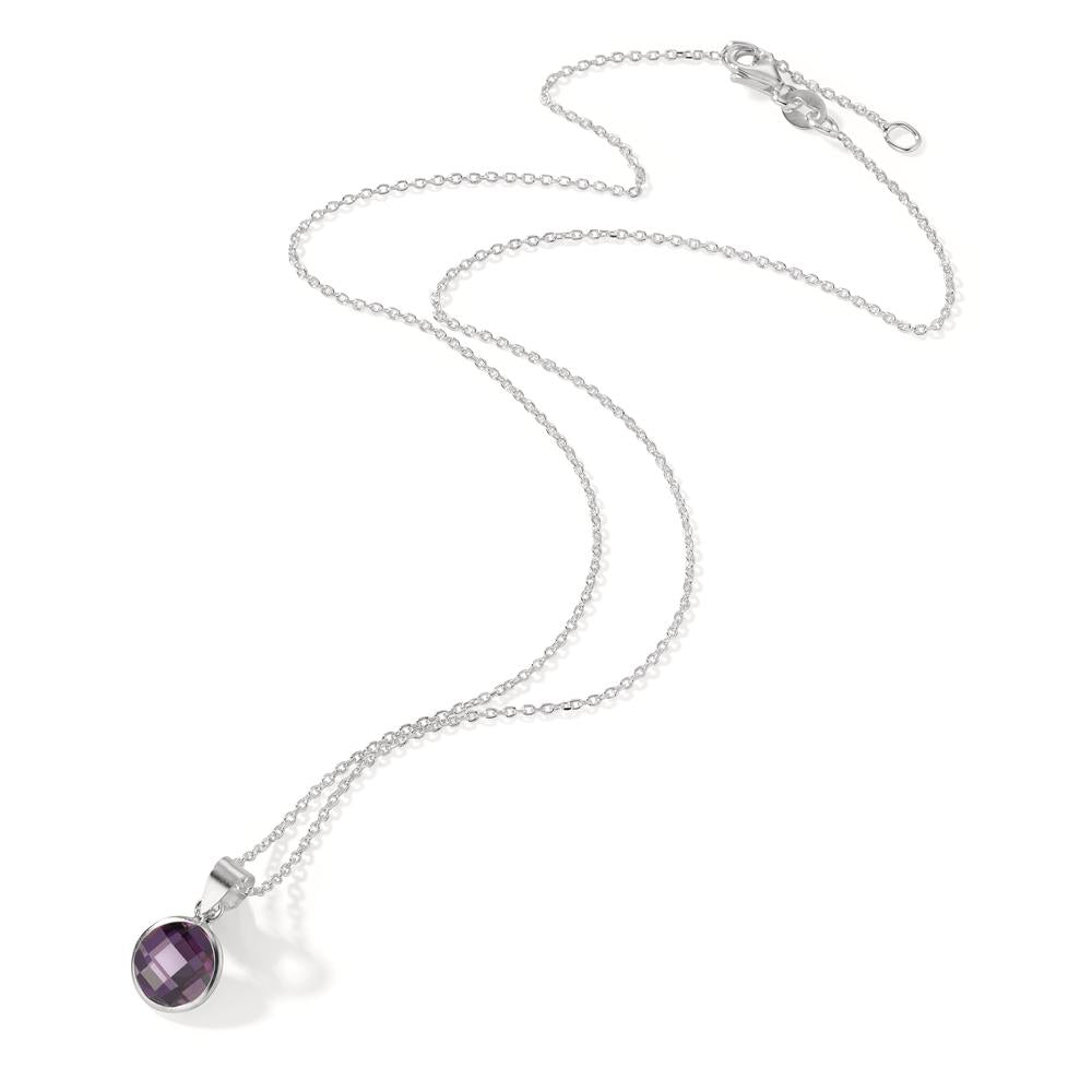 Halskette mit Anhänger Silber Zirkonia violett verstellbar Ø8 mm