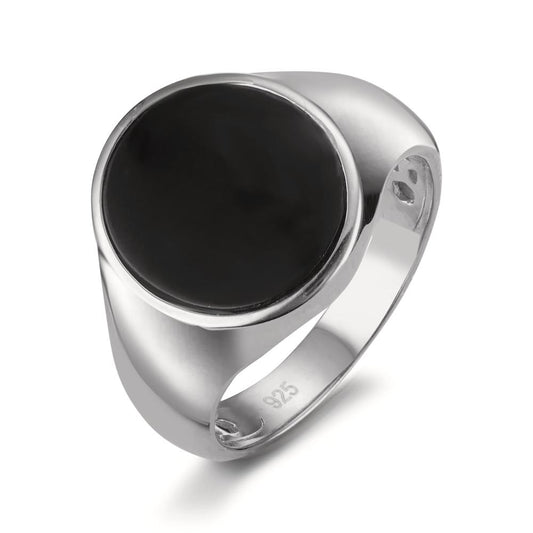 Fingerring Silber Onyx rhodiniert