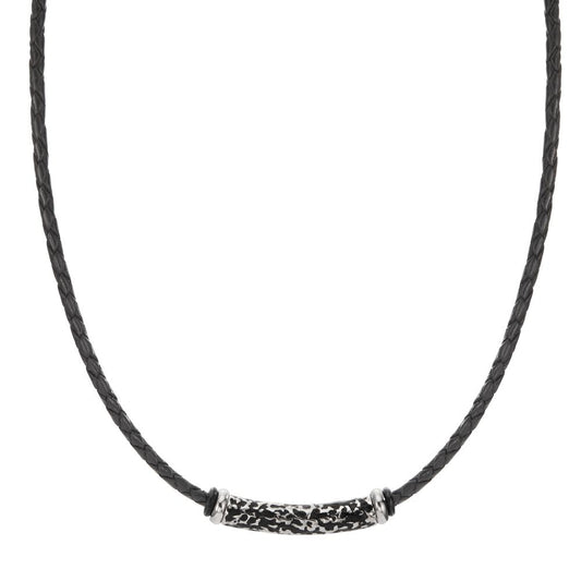 Collier Edelstahl, Leder schwarz IP beschichtet Ø3.7 mm