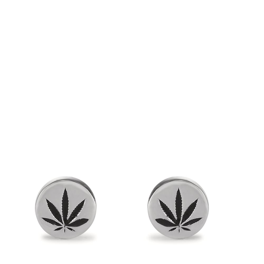 Ohrstecker Silber emailliert Cannabis Ø7 mm