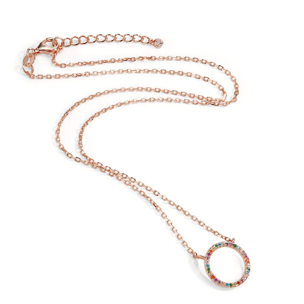 Collier Silber Zirkonia bunt rosé vergoldet verstellbar Ø14 mm