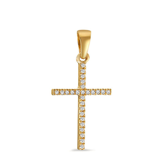 Anhänger 750/18 K Gelbgold Diamant 0.05 ct, 25 Steine, w-si Kreuz