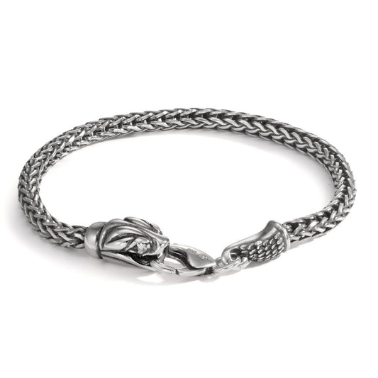 Armband Silber Zirkonia 2 Steine patiniert Schlange