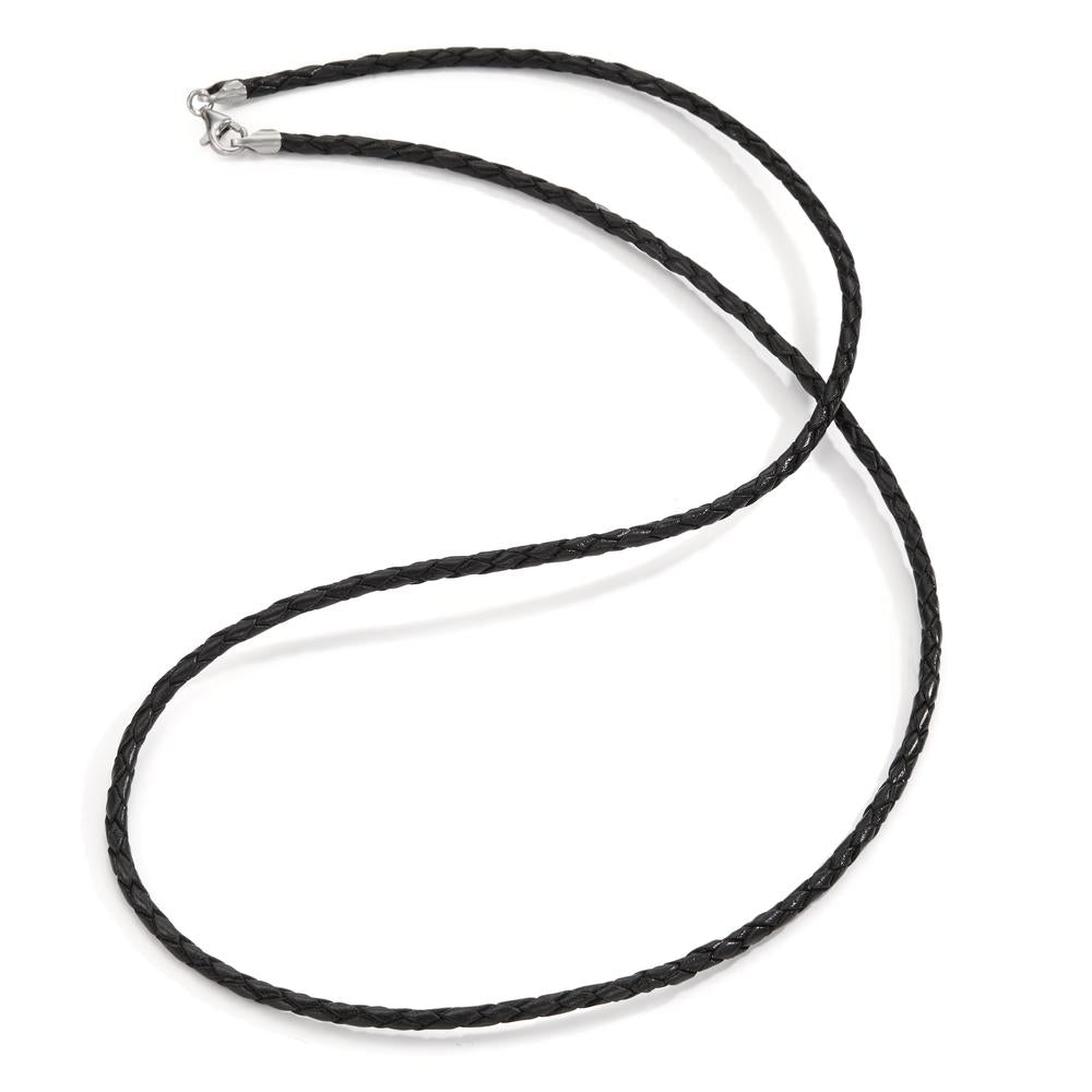 Collier Leder, Silber rhodiniert 55 cm Ø2.7 mm