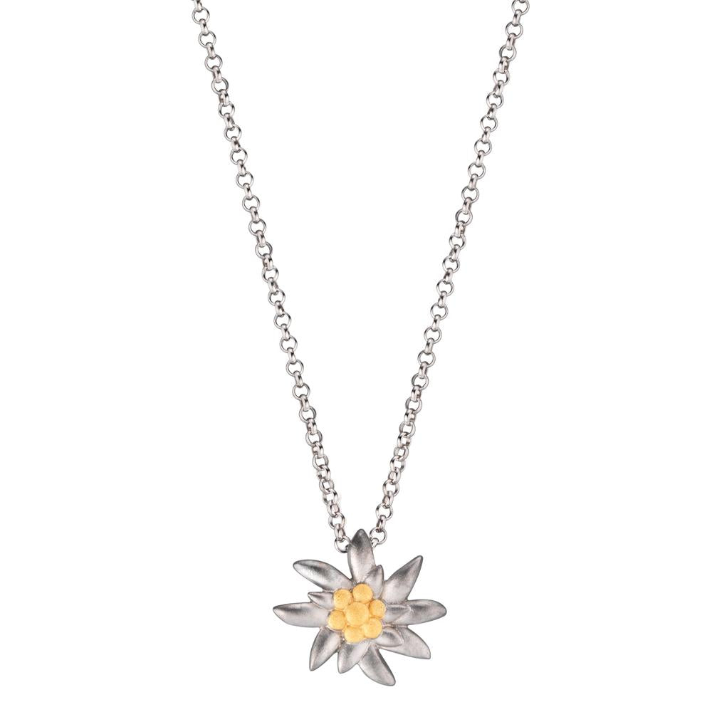 Collier Silber bicolor rhodiniert Edelweiss 44-48 cm verstellbar