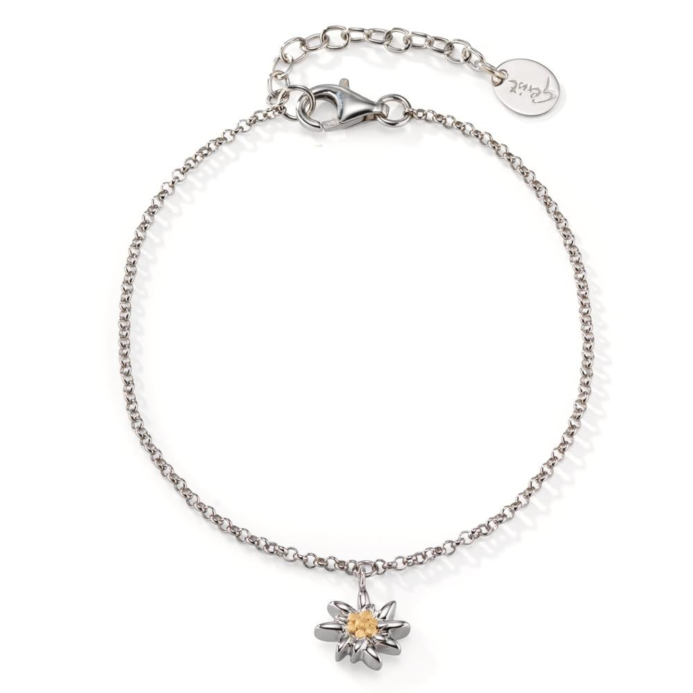 Armband Silber bicolor rhodiniert Edelweiss verstellbar