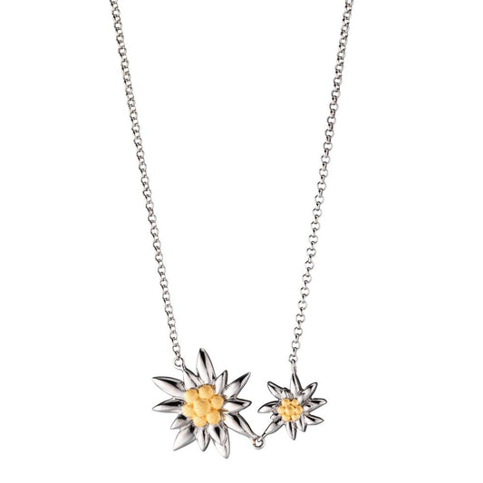 Collier Silber bicolor rhodiniert Edelweiss verstellbar