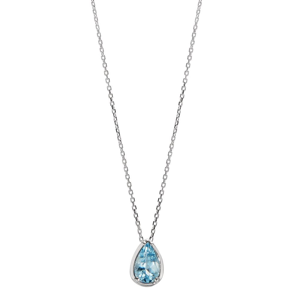 Collier 750/18 K Weissgold Aquamarin 0.40 ct verstellbar