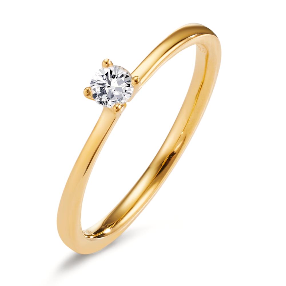 Solitär Ring 750/18 K Gelbgold Diamant 0.15 ct, w-si