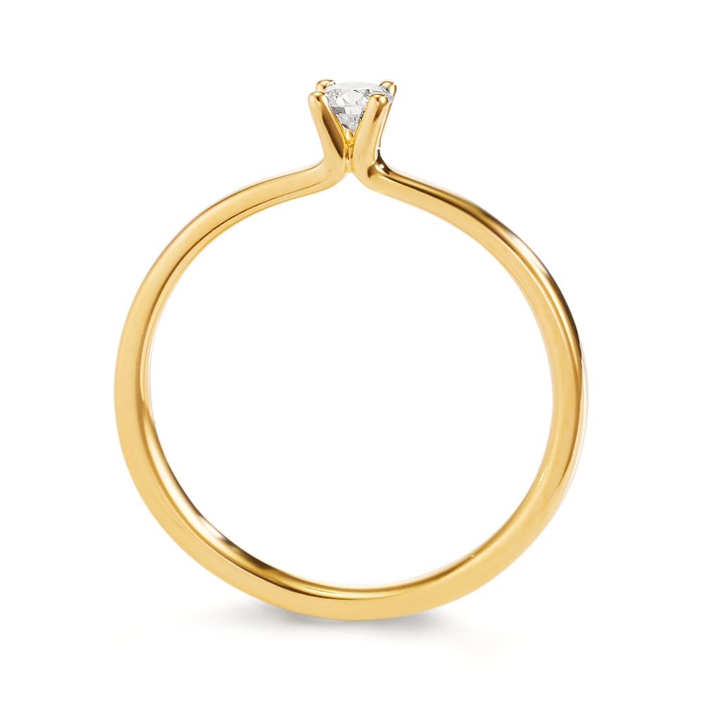 Solitär Ring 750/18 K Gelbgold Diamant 0.15 ct, w-si