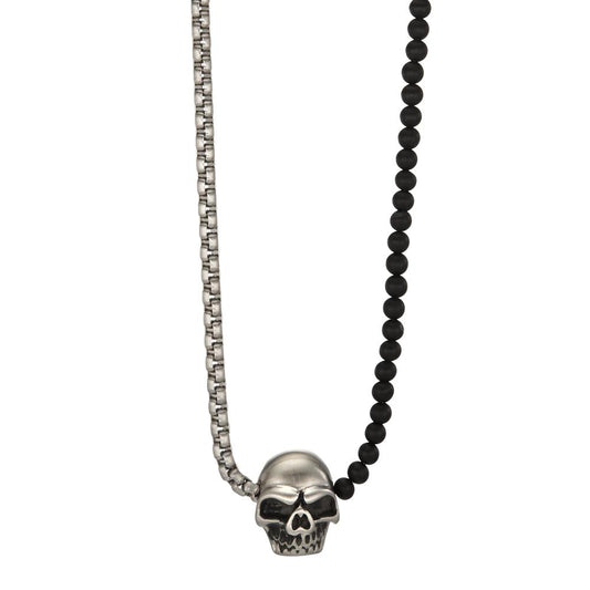 Collier Edelstahl Achat Totenkopf 60 cm Ø4 mm