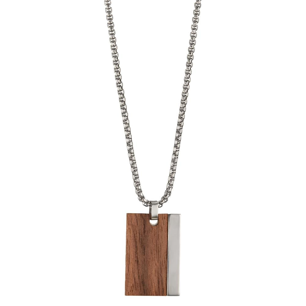 Collier Edelstahl Holz 50-55 cm verstellbar