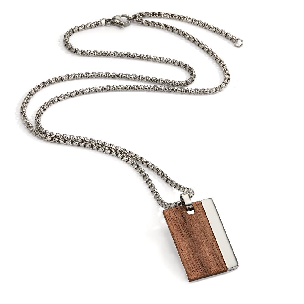 Collier Edelstahl Holz 50-55 cm verstellbar