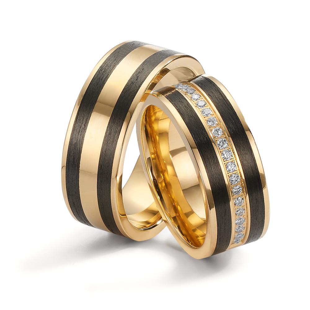 Partnerring 750/18 K Gelbgold, Carbon