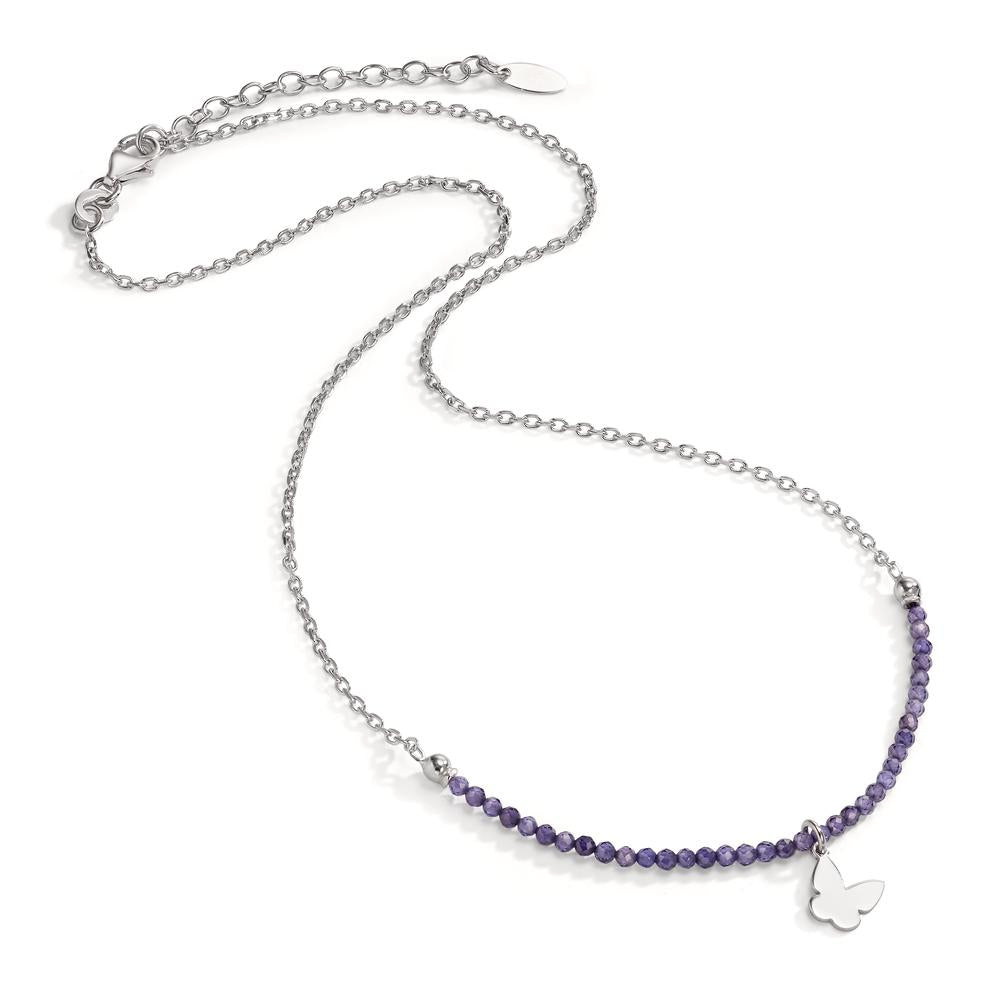 Collier Silber Kristall violett rhodiniert Schmetterling verstellbar