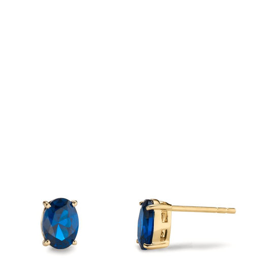 Ohrstecker 585/14 K Gelbgold Zirkonia blau, 2 Steine