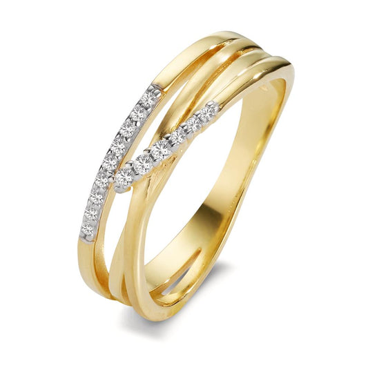 Fingerring 375/9 K Gelbgold Zirkonia 15 Steine