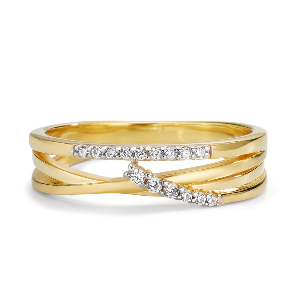 Fingerring 375/9 K Gelbgold Zirkonia 15 Steine