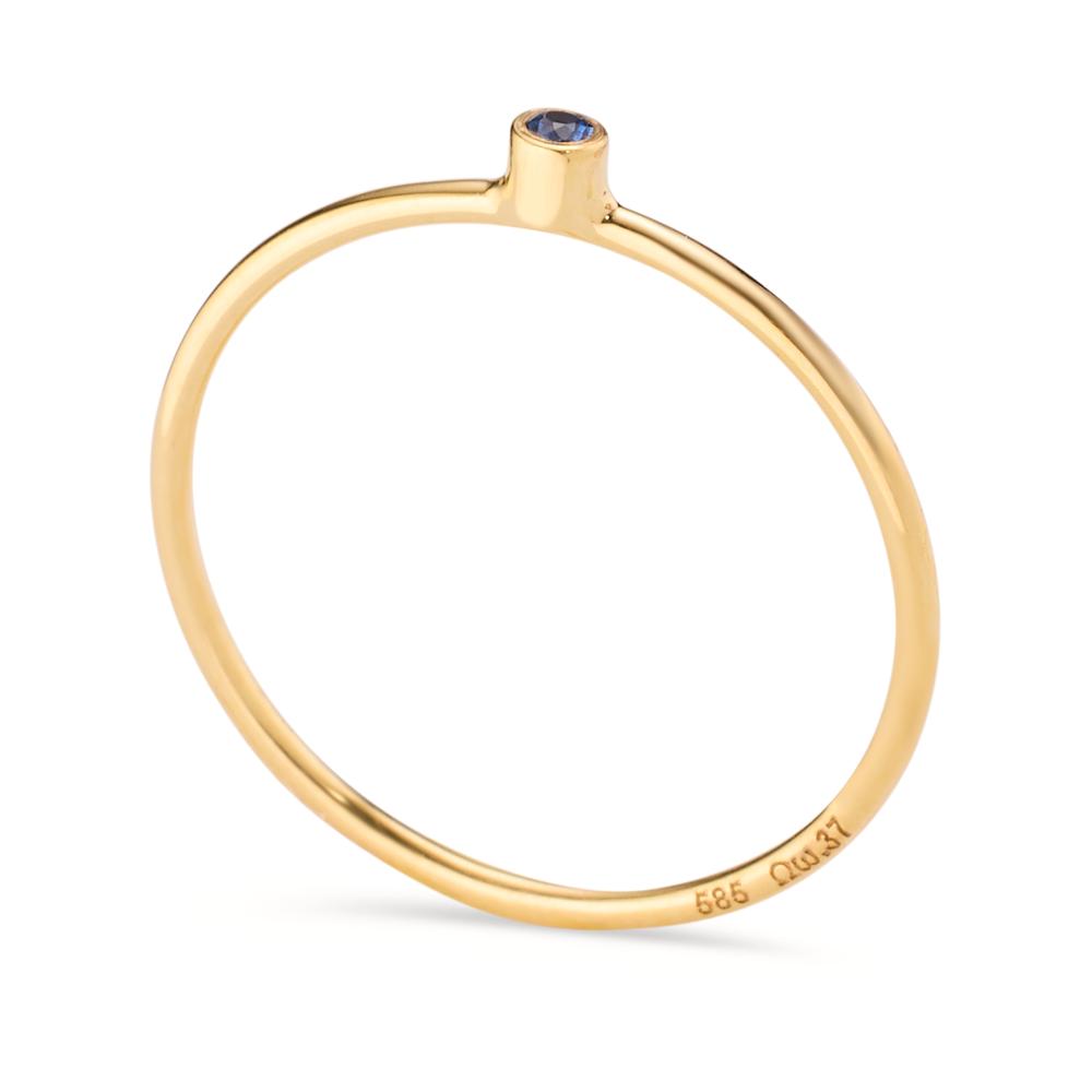 Solitär Ring 585/14 K Gelbgold Saphir 0.14 ct