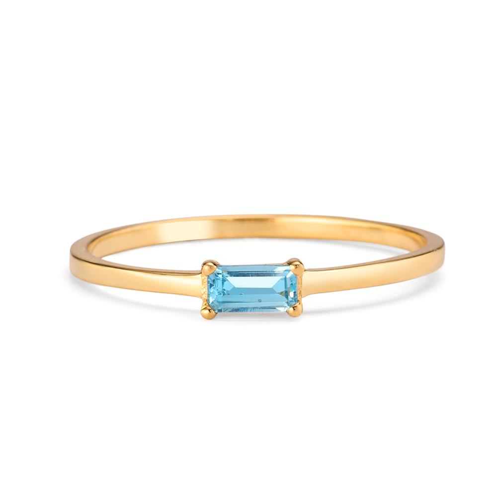 Fingerring 585/14 K Gelbgold Topas blau, 0.15 ct