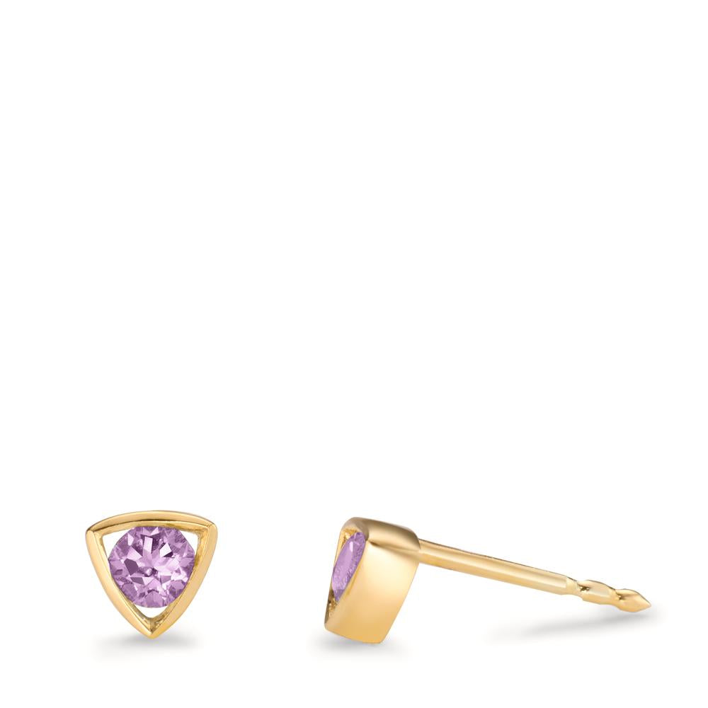 Ohrstecker 585/14 K Gelbgold Amethyst 0.24 ct, 2 Steine Ø4.5 mm