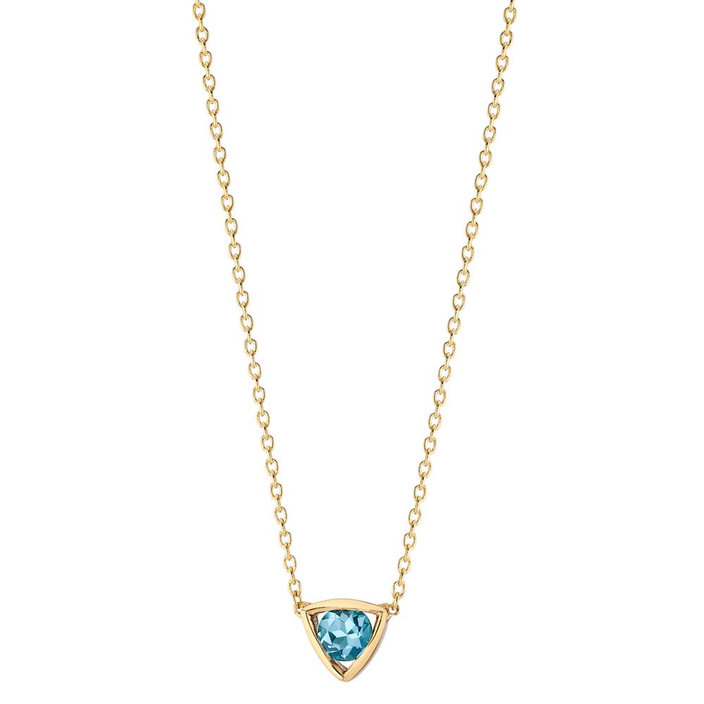 Collier 585/14 K Gelbgold Topas blau, 0.14 ct verstellbar