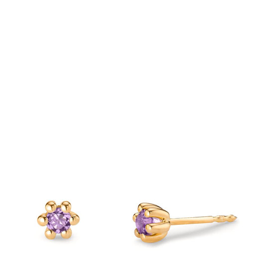 Ohrstecker 585/14 K Gelbgold Amethyst 0.20 ct, 2 Steine Ø4.5 mm